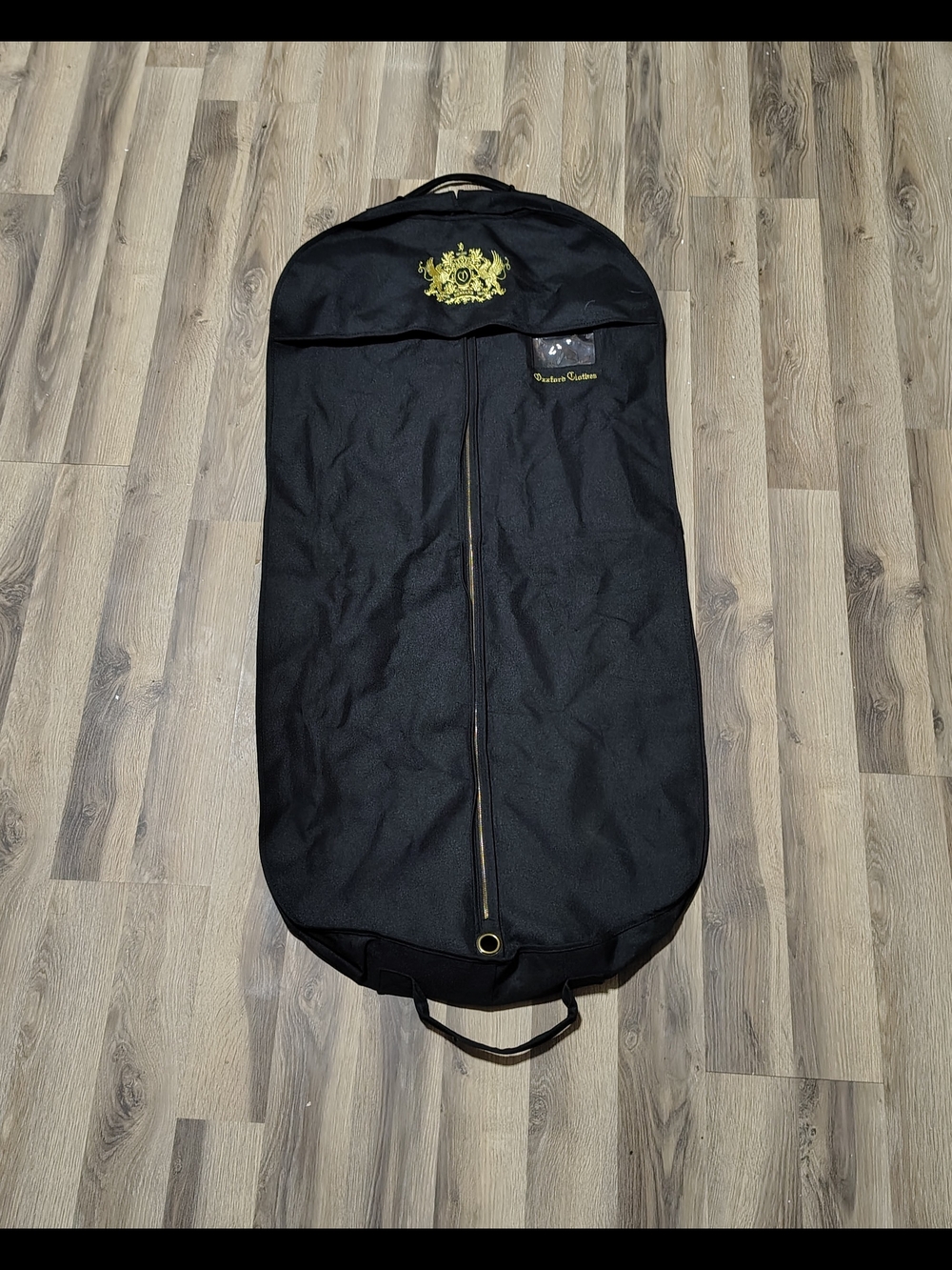Oxxford Clothes Luxury Garment Bag Black Gold Crest Zippered Suit Travel Bag